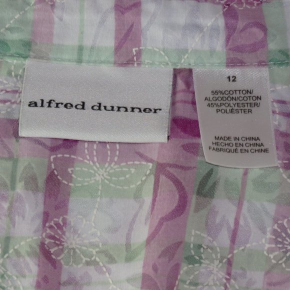 Alfred Dunner Women's Mother of Pearl Button-Down Blouse Algodon Size 12 (C536) - Picture 6 of 6
